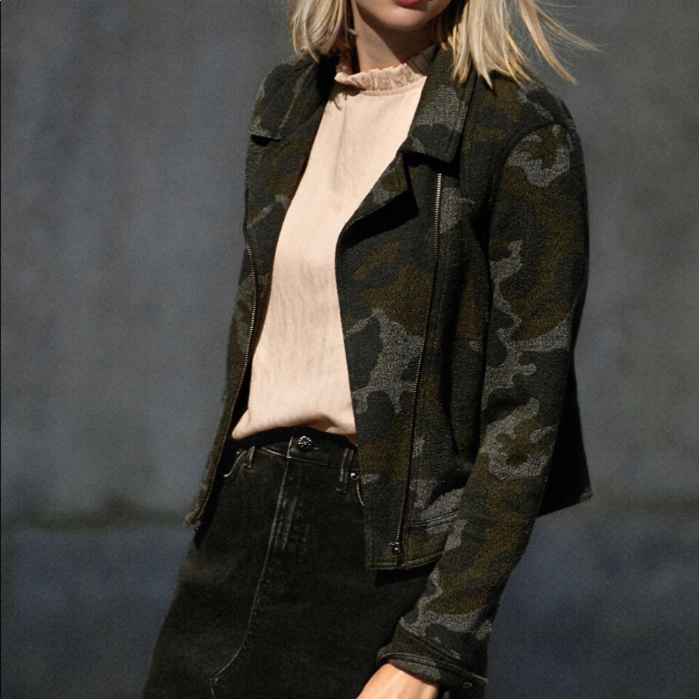 Anthropologie Camo Moto Jacket